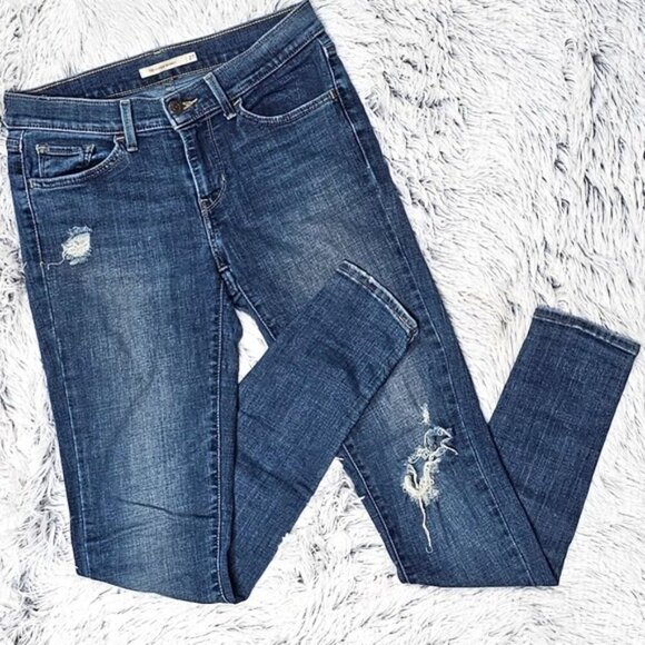 LEVI'S | 710 SUPER SKINNY DISTRESSED JEANS \\ SIZE 27\28 WAIST WOMENS - Picture 2 of 11